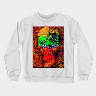 A Bali face mask on red background Crewneck Sweatshirt